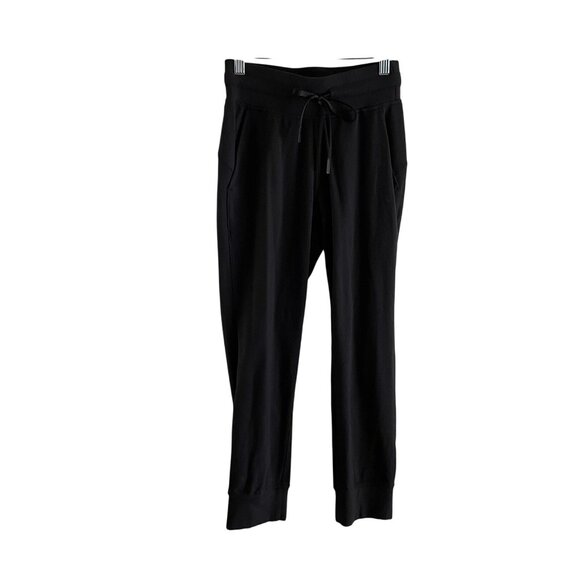 Lululemon Women 2 Black Sweat Wicking Stretch Ready To Rulu Jogger Crop - Picture 3 of 11